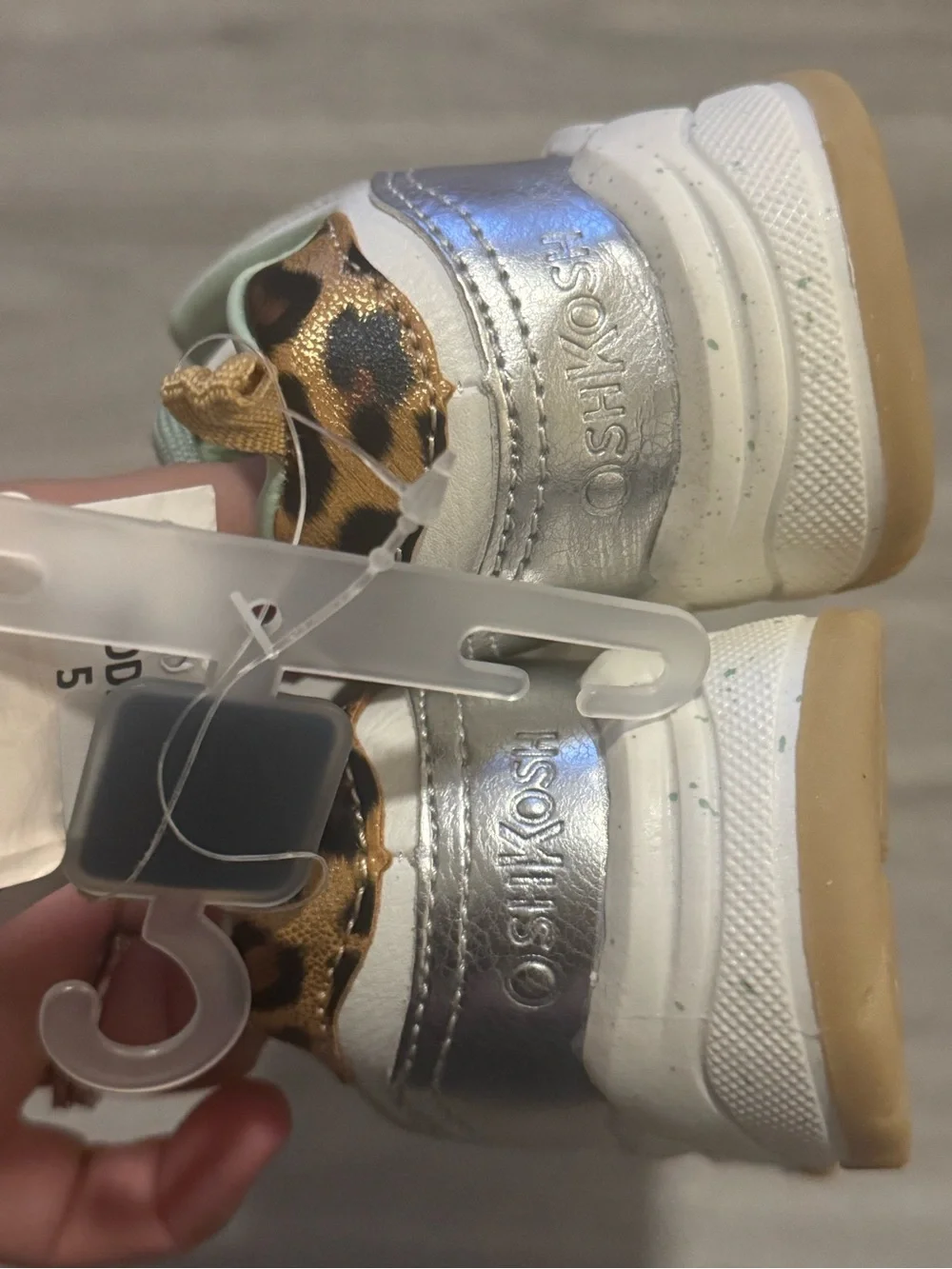 OshKosh B'gosh Mint Green & White and cheetah print Kids Pull-On Sneakers